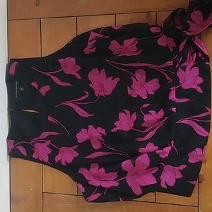 Banana Republic Black and Pink Flower Blouse